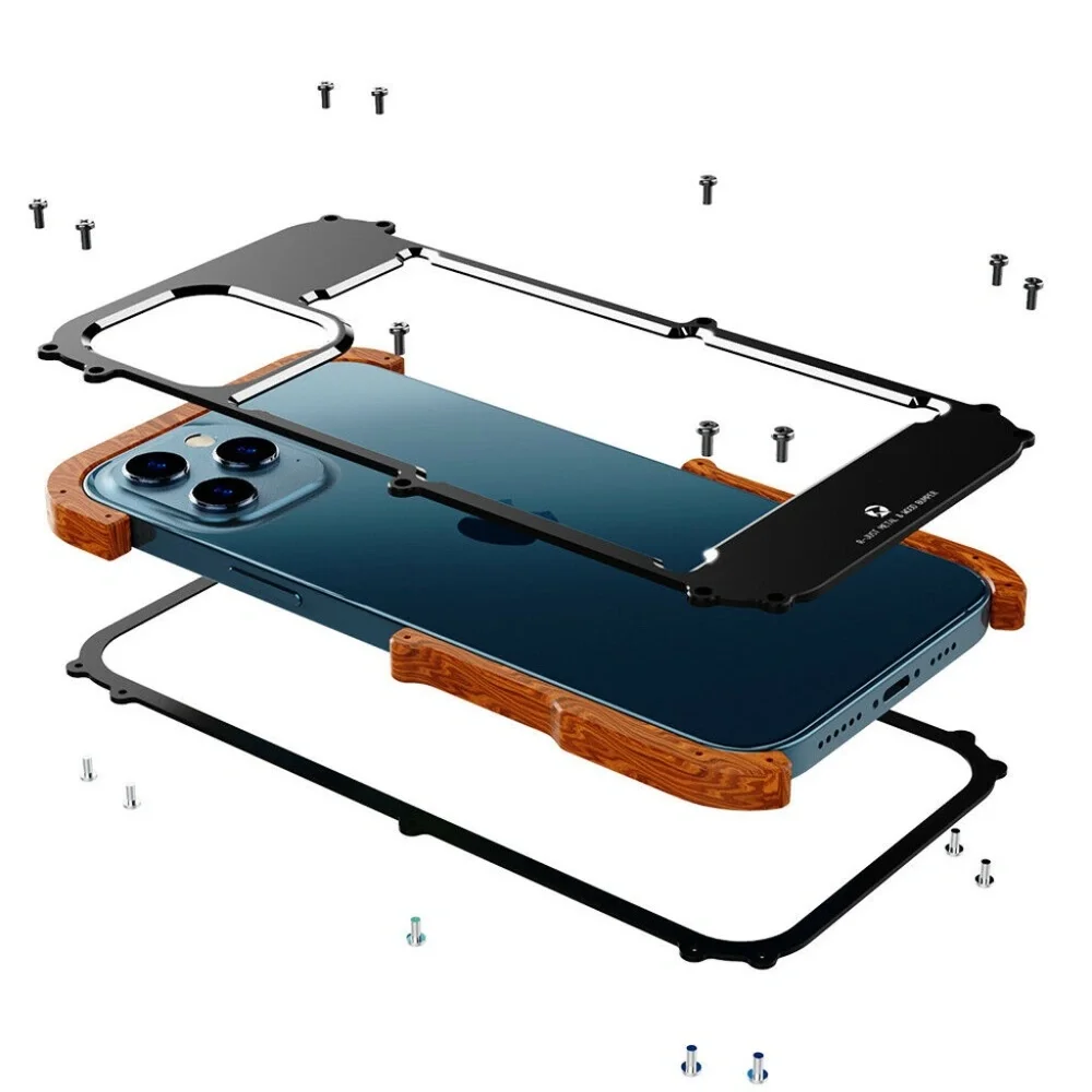 iPhone 13 Pro Max Metal Wood Case